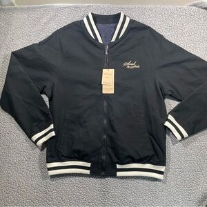 Scotch & Soda Navy Bomber Jacket with White Stripes